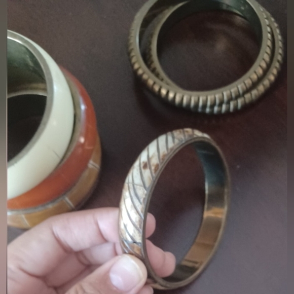 Multi Color Seed Beaded Hoop Earrings & Ethiopian Mixed bracelets Set - Picture 8 of 9